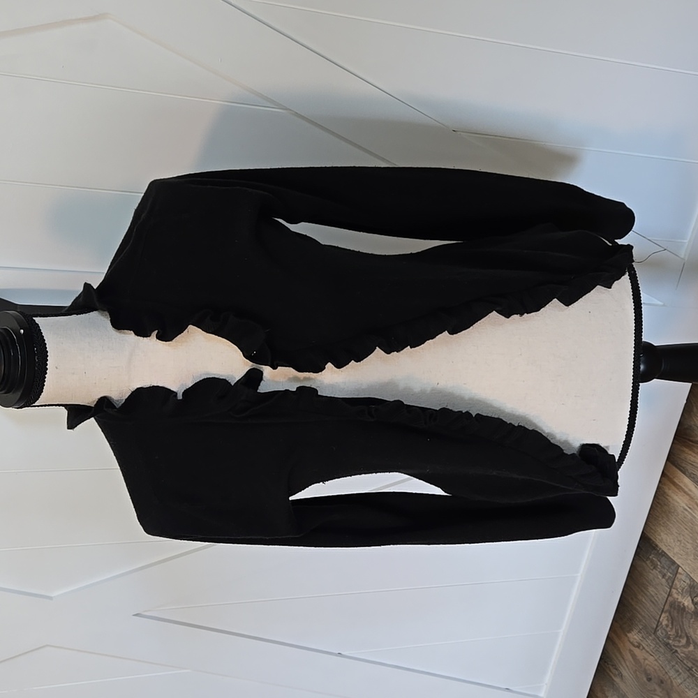 New York & Co Black Ruffle Studded Cardigan